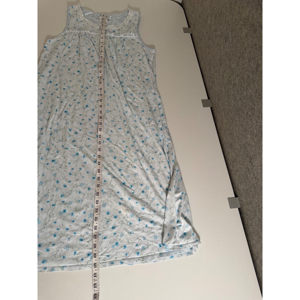 Earth Angels Womens Blue Floral Cotton Lace Trim Sleep Dress Nightgown Small - Picture 11 of 13
